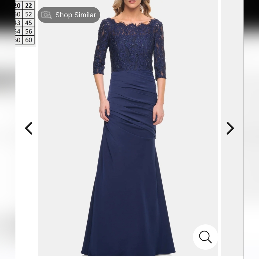 La Femme Blue Gathered Mermaid Satin Gown Size 4